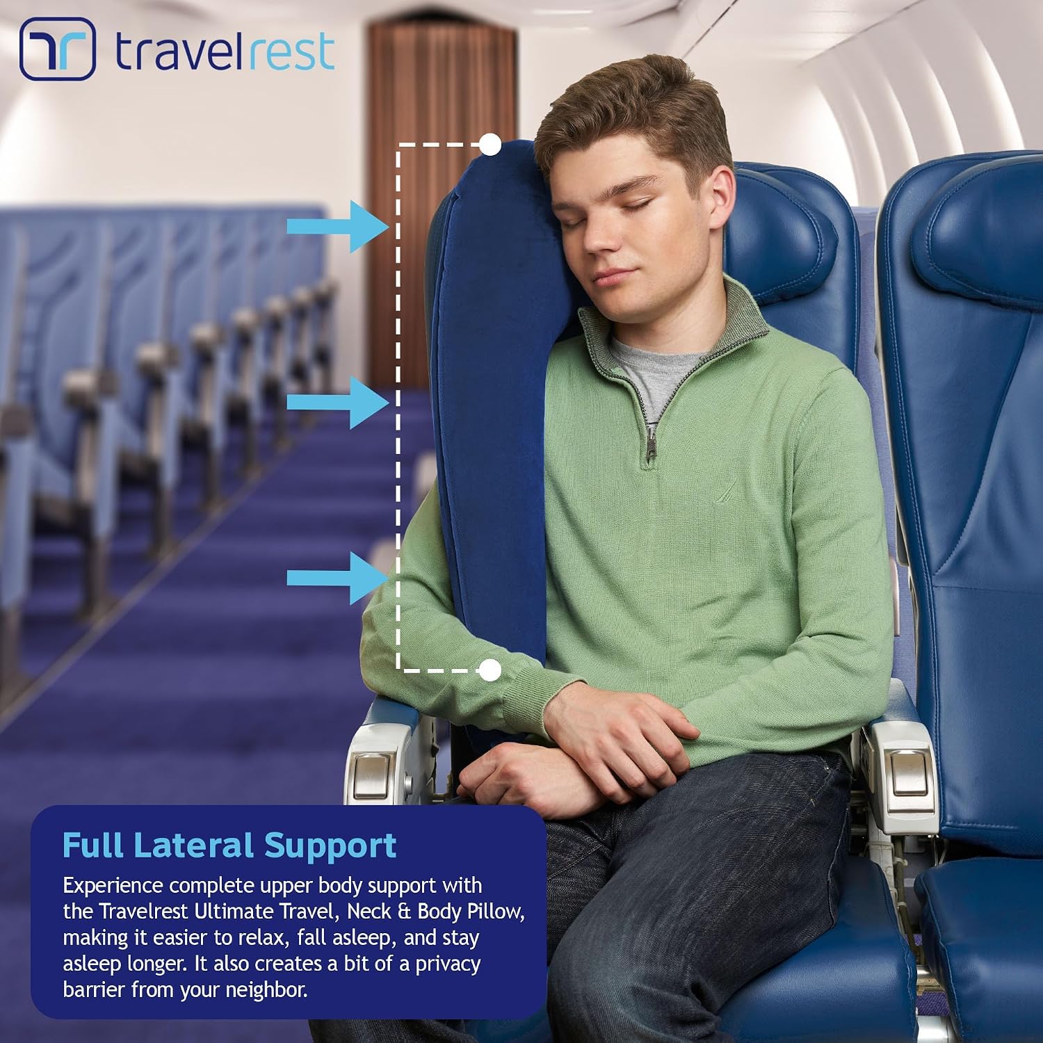 TRAVELREST Ultimate Travel Pillow & Body Pillow - Headrest, Auto, Bus, Train, Office Napping, Camping, Wheelchairs, Comfort and Support…