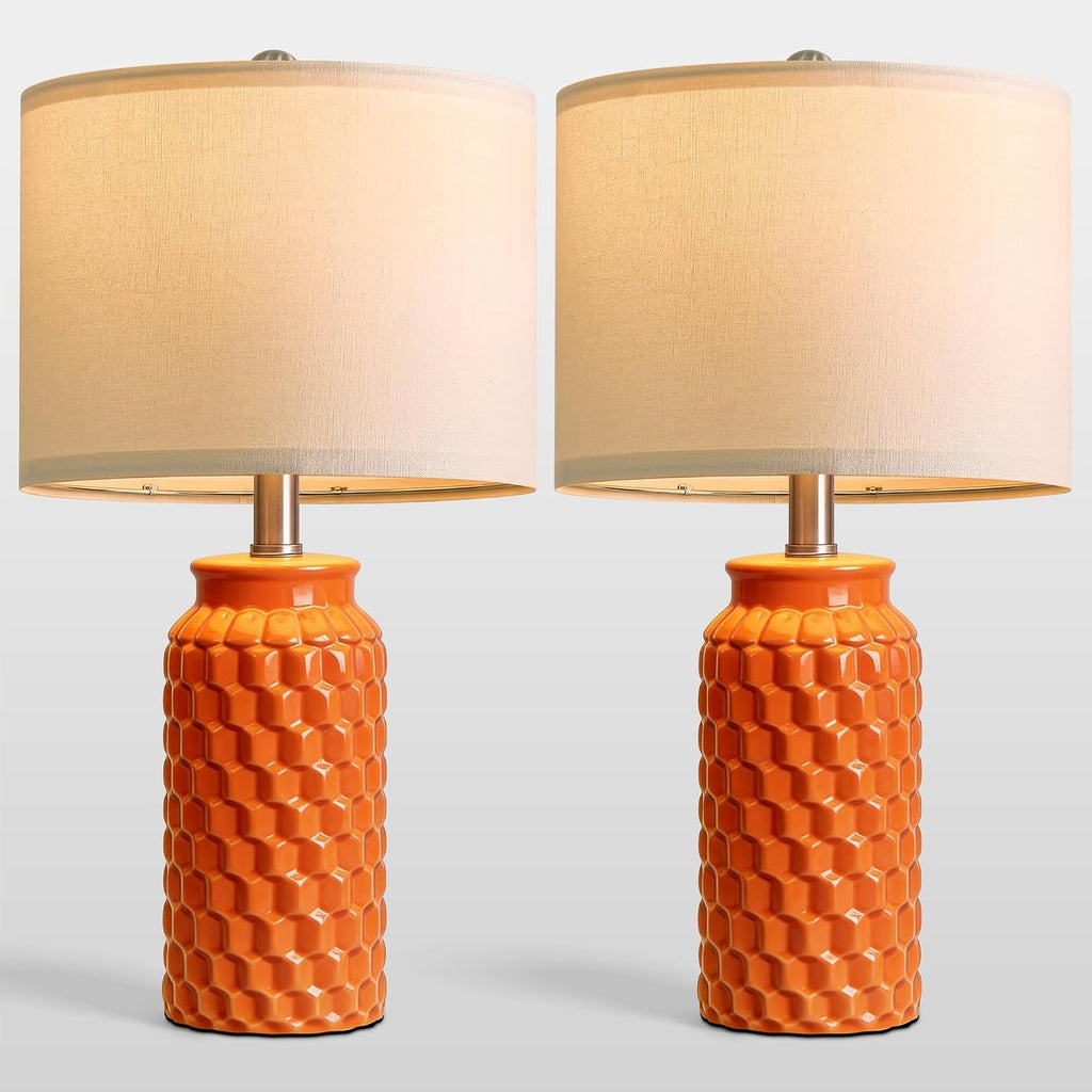 USumkky 20.5" Ceramic Table Lamps Set of 2, Modern Farmhouse Boho Bedside Lamps for Bedroom, Nightstand Lamps for Living Room End Tables…