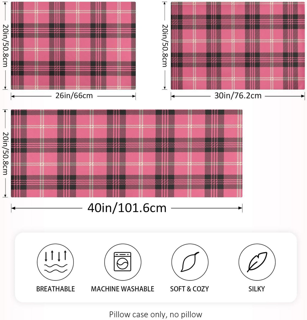 Black Buffalo Plaid Pillow Covers Silk Pillowcase for Hair and Skin with Envelope Closure Satin Pillowcase Queen Size Pillow Case for…