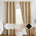 NICETOWN 100% Absolutely Blackout Linen Curtains with Thermal Insulated White Liner, Camel, W52 x L90, 2 Panels, Textured Linen Look…