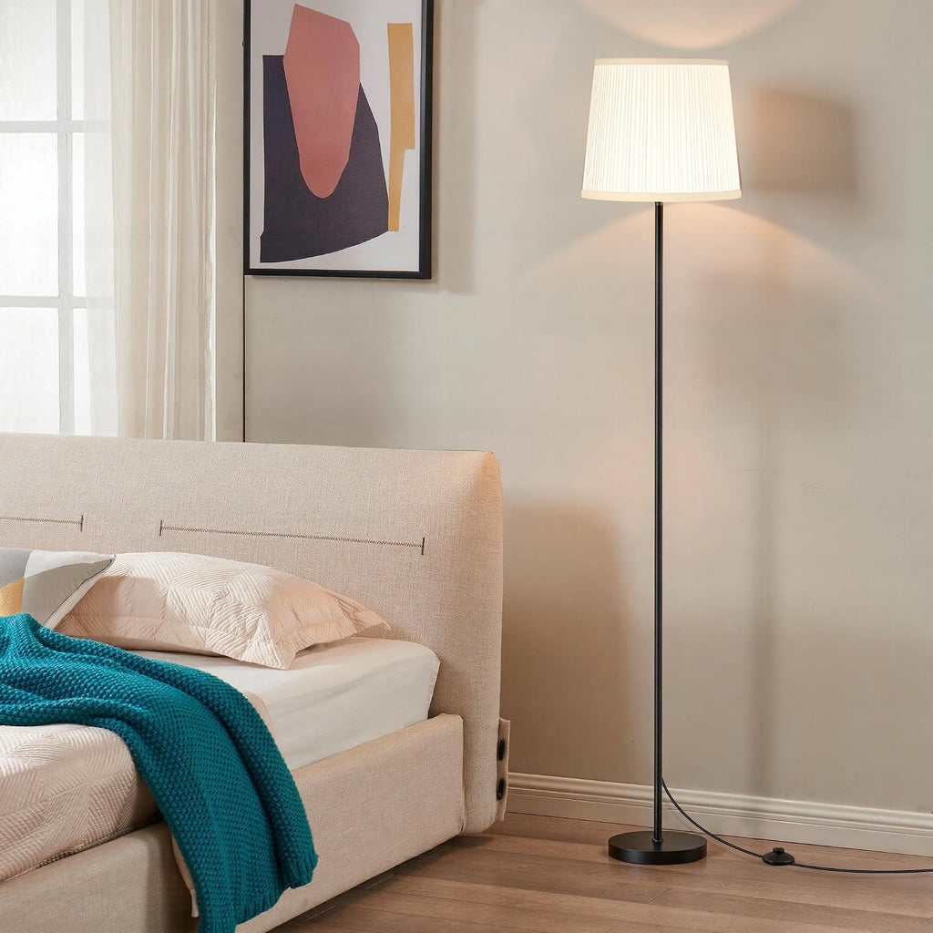 Sibrille Floor Lamp with Pleated Shade, 62" LED Dimmable Standing Lamp with Foot Switch, Color Options, 9W E26 Bulb Included, Modern Readin…