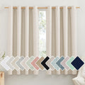 NICETOWN 100% Absolutely Blackout Linen Curtains with Thermal Insulated White Liner, Beige, 52" Wide by 63" Long, 2 Pieces, Anti-Rust…