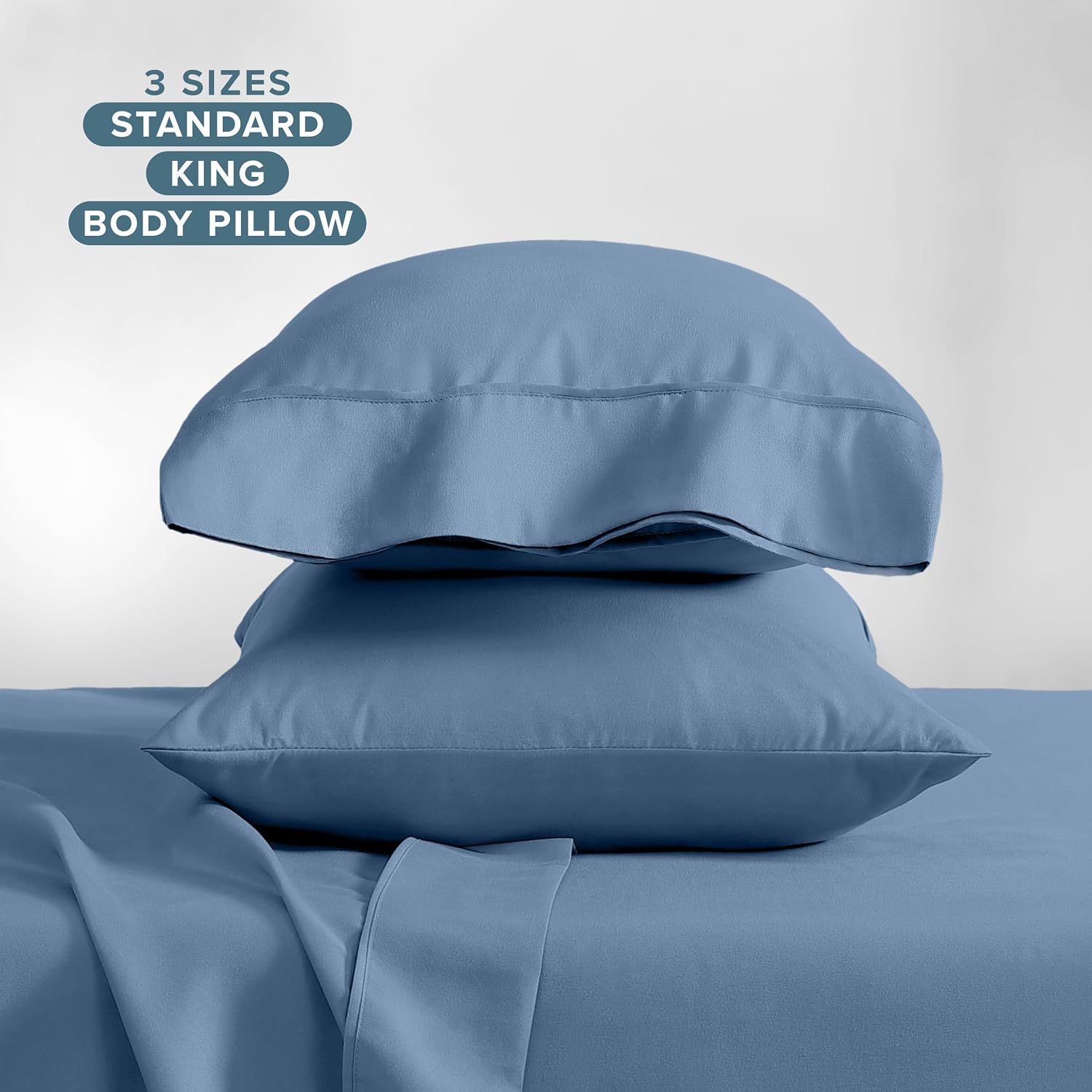 BareHome Bare Home Microfiber Pillow Cases - King Size Set of 2 - Cooling Pillowcases - Double Brushed - Coronet Blue Pillowcases 2 Pack -…