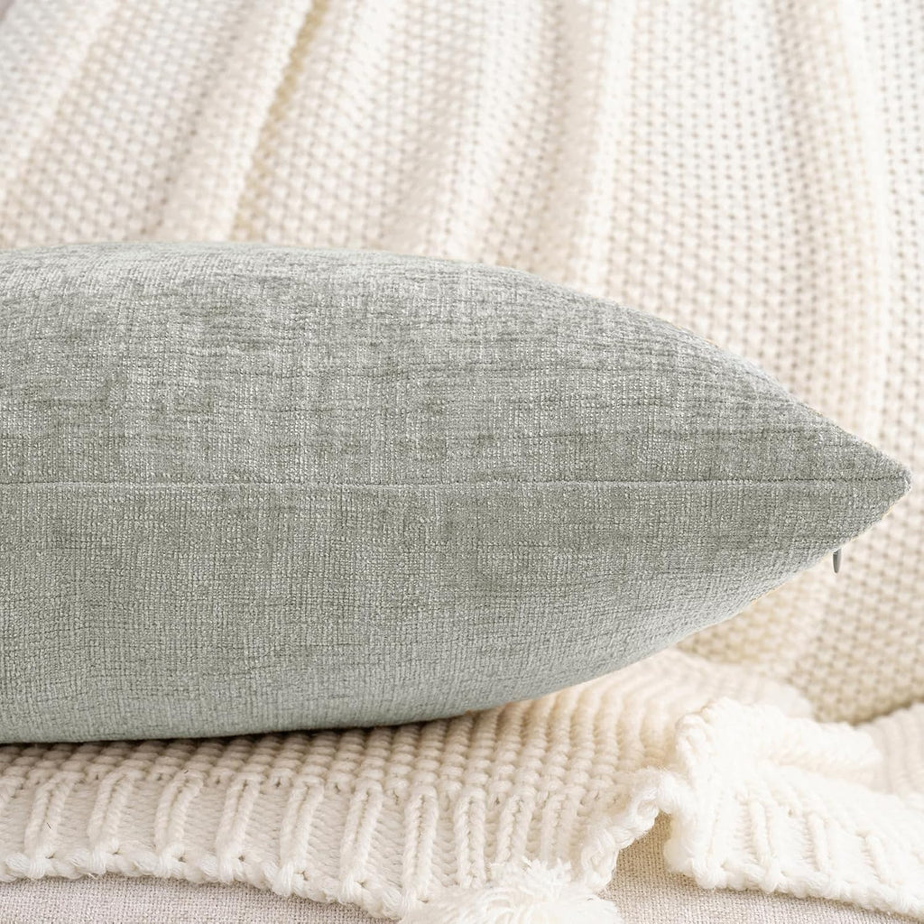 Hwy50 HWY 50 Gray Lumbar Pillow Covers 12x20 Inch Pack of 2, Soft Chenille Decorative Throw Pillow Covers Farmhouse for Couch Sofa Living R…