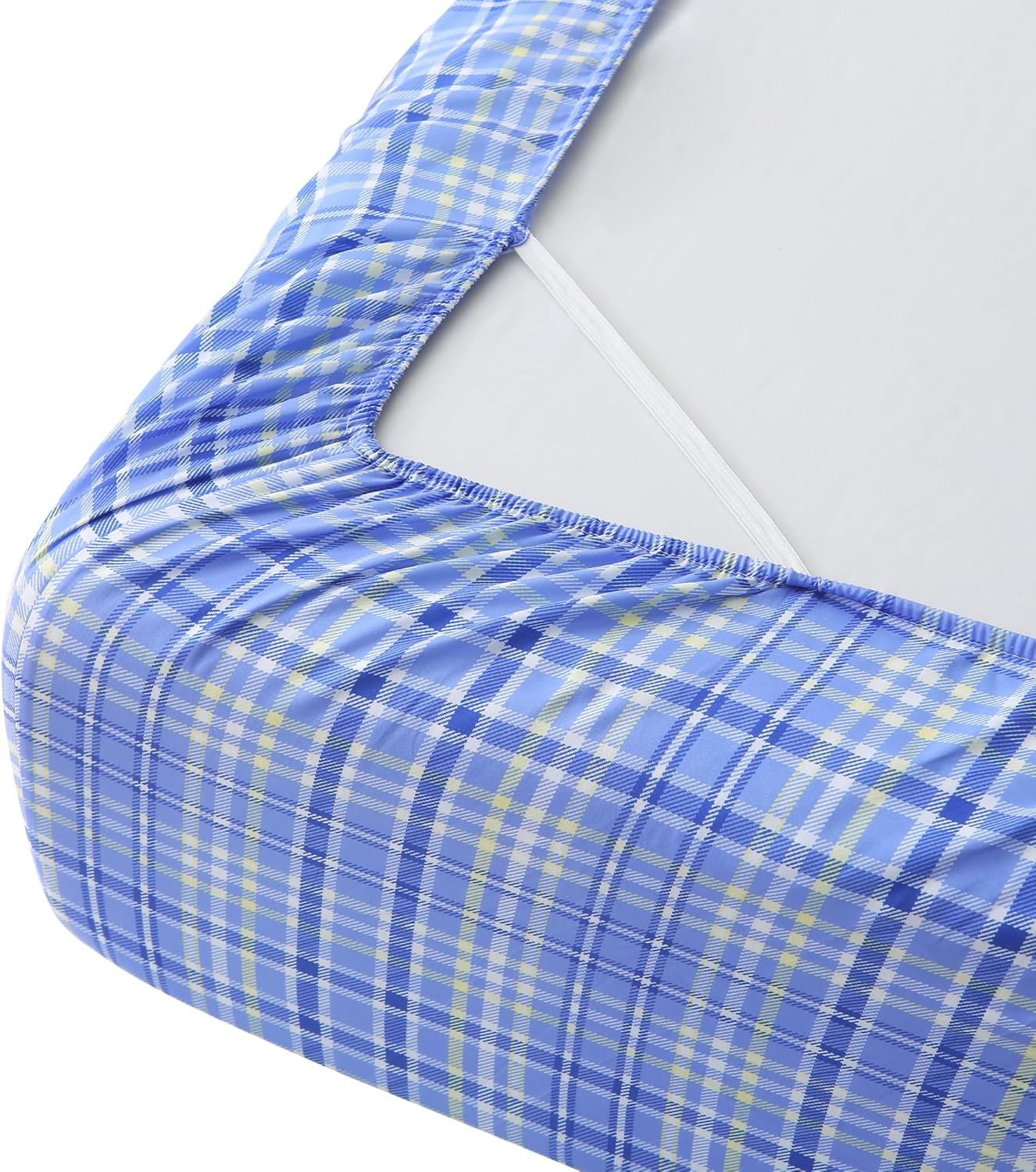 mooreeke Cozy Plaid Microfiber Printed Twin Sheet Set - Soft & Breathable Purple Yellow Plaid Bed Sheets with Extra Deep Pocket - Non-Slip…