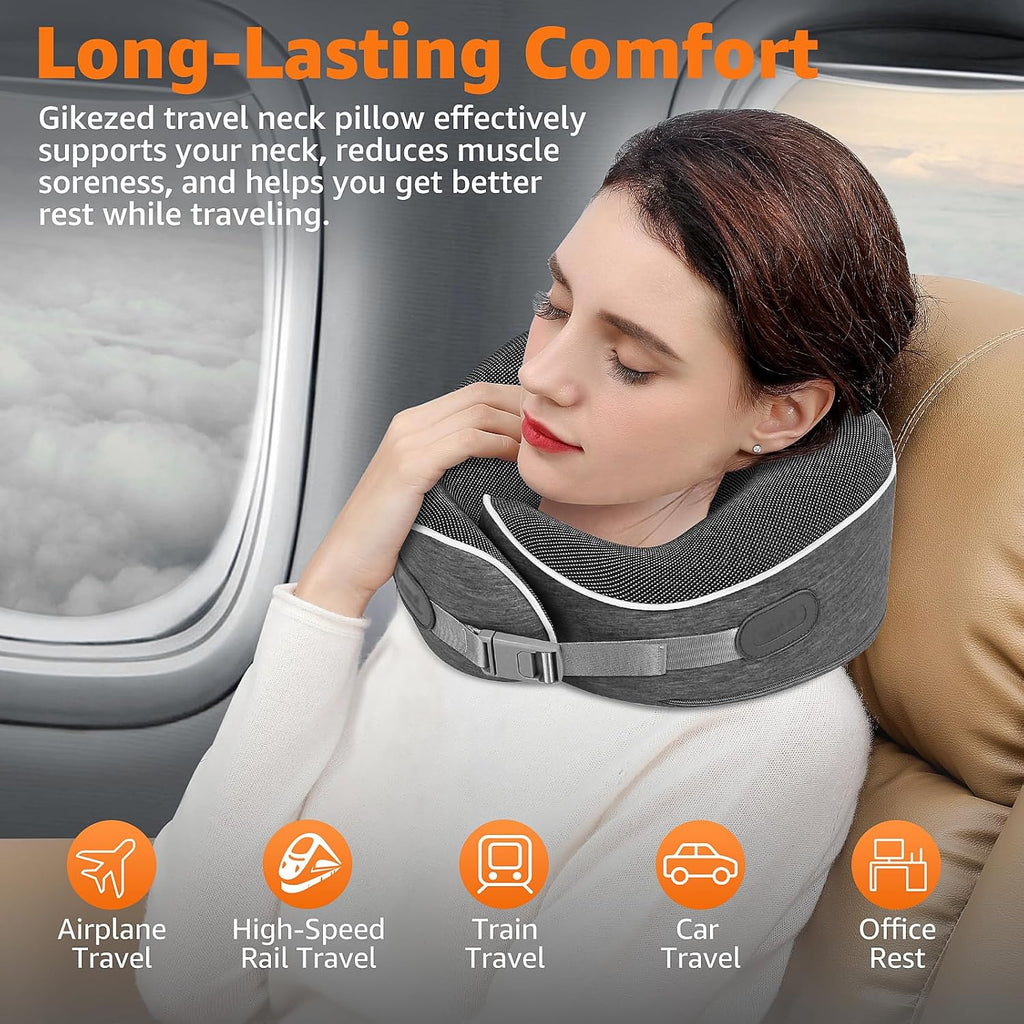 Travel Pillows for Airplanes Ergonomic Memory Foam Neck Pillow for Travel - 360° Head & Neck Support for Sleeping on Flights, Cars…