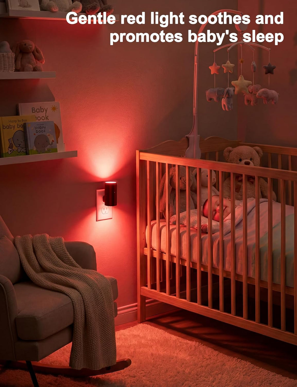Volisun Red Night Light Plug into Wall, LED Night Lights with Light Sensor, Red, Dimmable Night Light for Christmas, Holiday Deco…