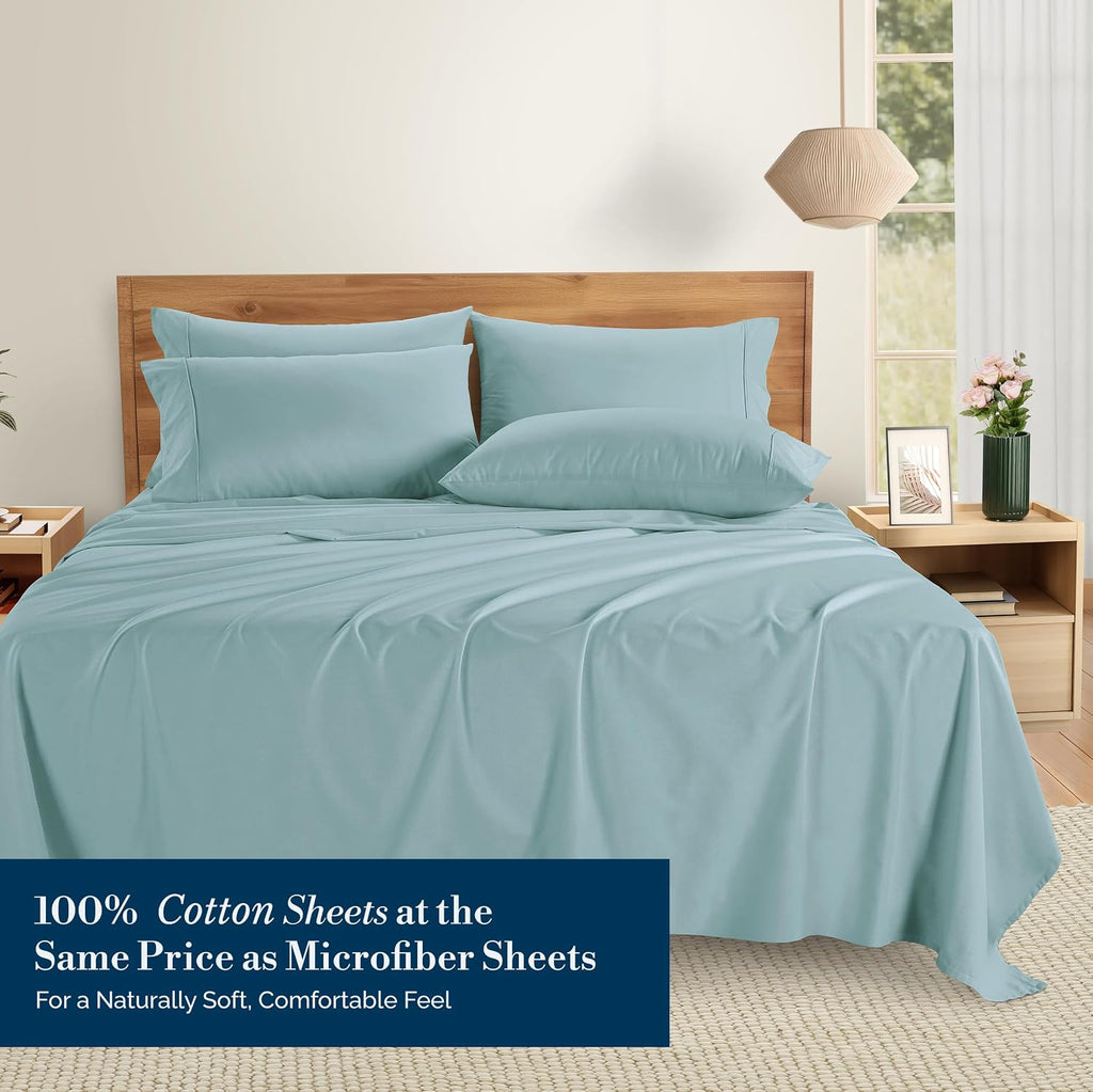 Casa Platino Cal King Sheets Sets – 100% Cotton Cal King Sheets Cooling with 4 Pillowcases, 15" Deep Pocket Fitted Sheet, Crisp & Smooth…