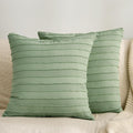 Jellymoni 2 Pack Light Green Pillowcases 18" x18", Soft Microfiber Striped Tufted Pillow Covers(Pillows are not Included) 2 Pack 18 inches…
