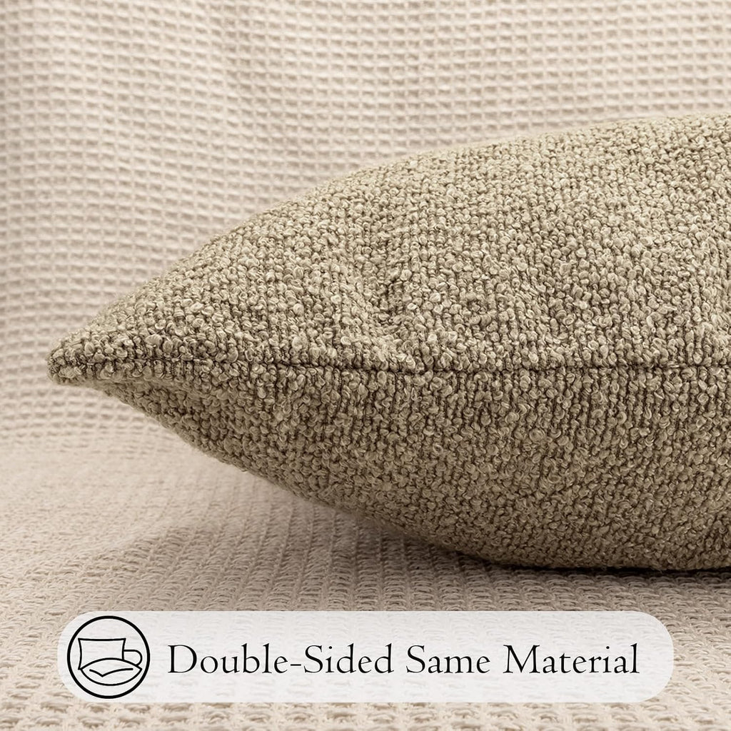 JoraLion 12x24 inch Boucle Lumbar Pillow Cover, Camel Woven Texture Neutral Long Pillow Cover Breathable Cushion Case for Couch Sofa Bed…