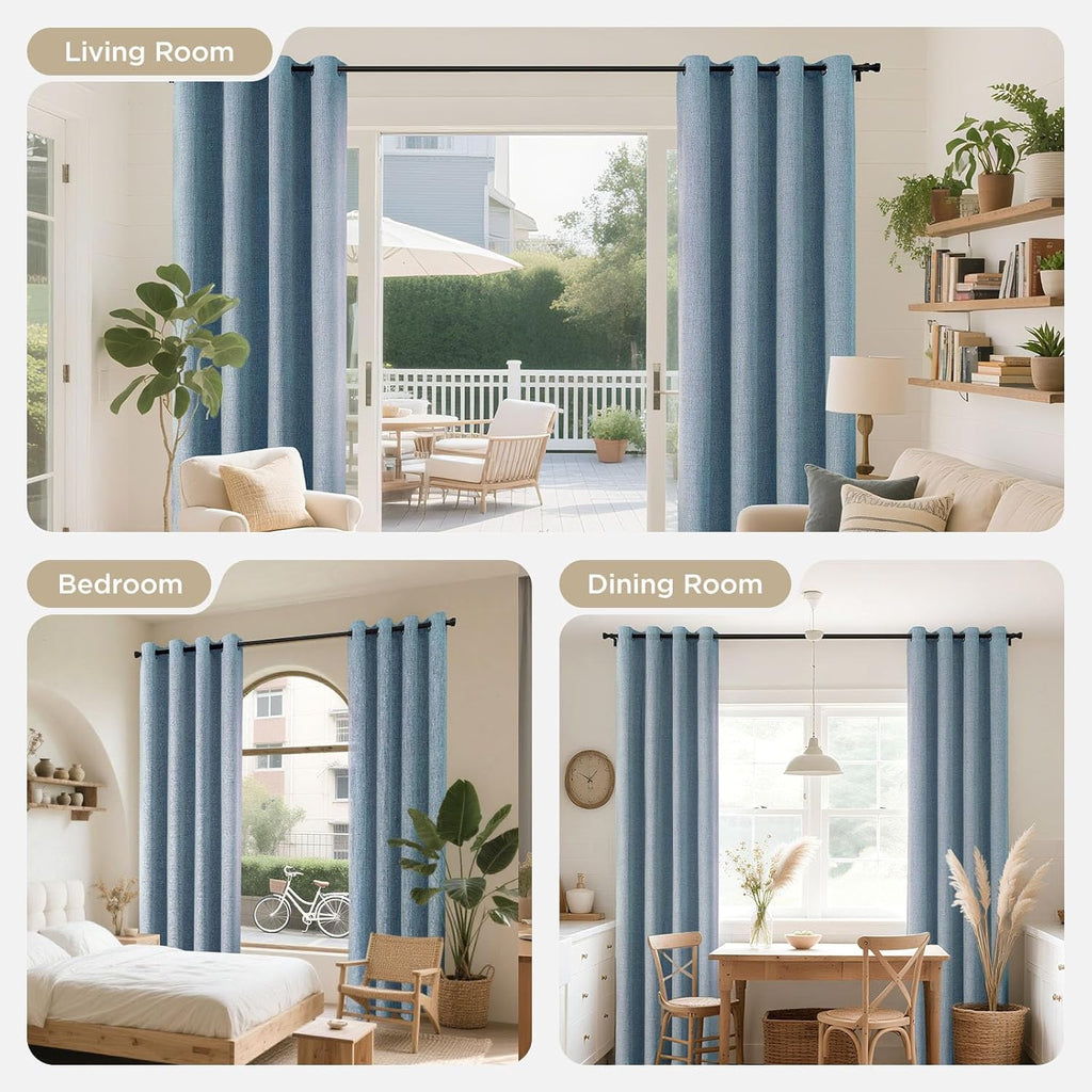 Joydeco Light Blue Blackout Curtains 120 Inches Long, Extra Long Curtains 120 Inch Length 1 Panel for Bedroom, Thermal Insulated Linen…