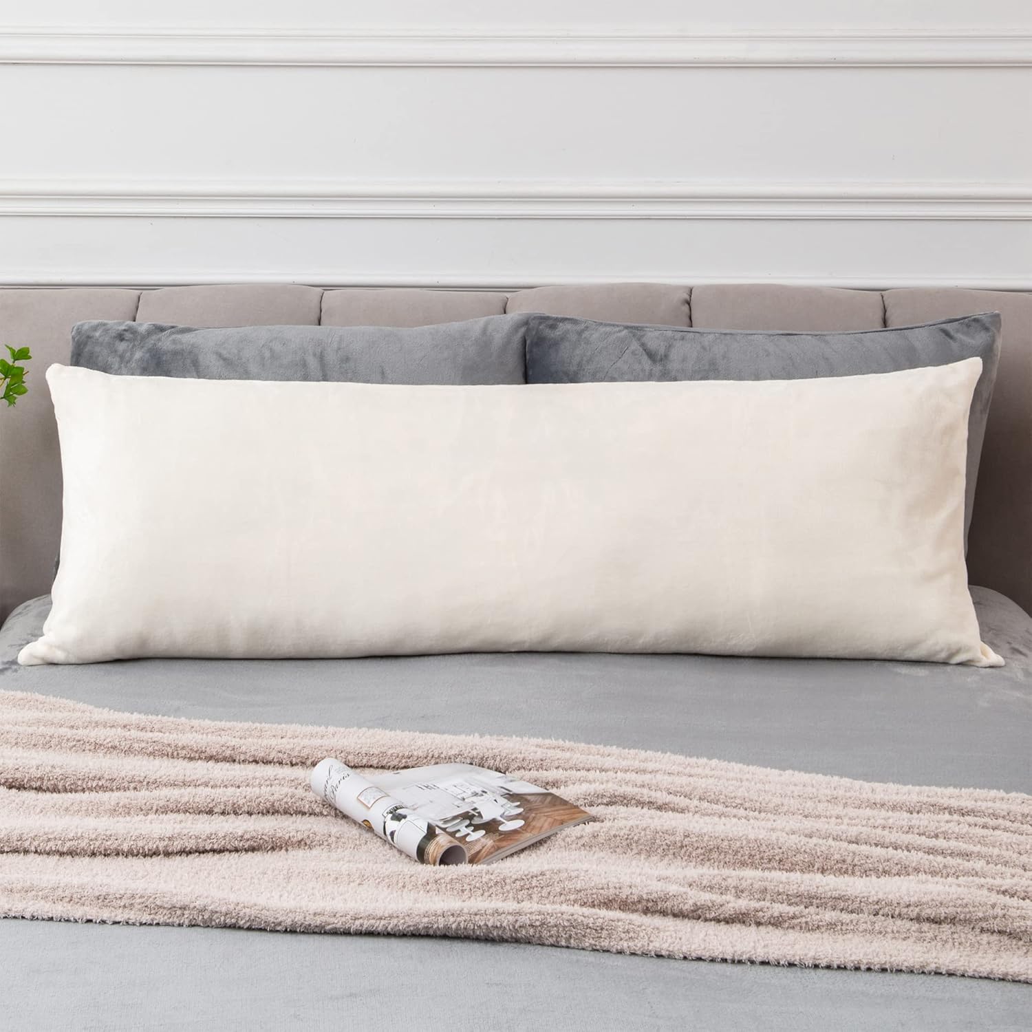 Bedelite Body Pillow Cover with Zipper Closure, Super Soft and Cozy Fuzzy Fleece Pillowcase 20 x 54 Inches, Luxury Fluffy Plush Long Body P…