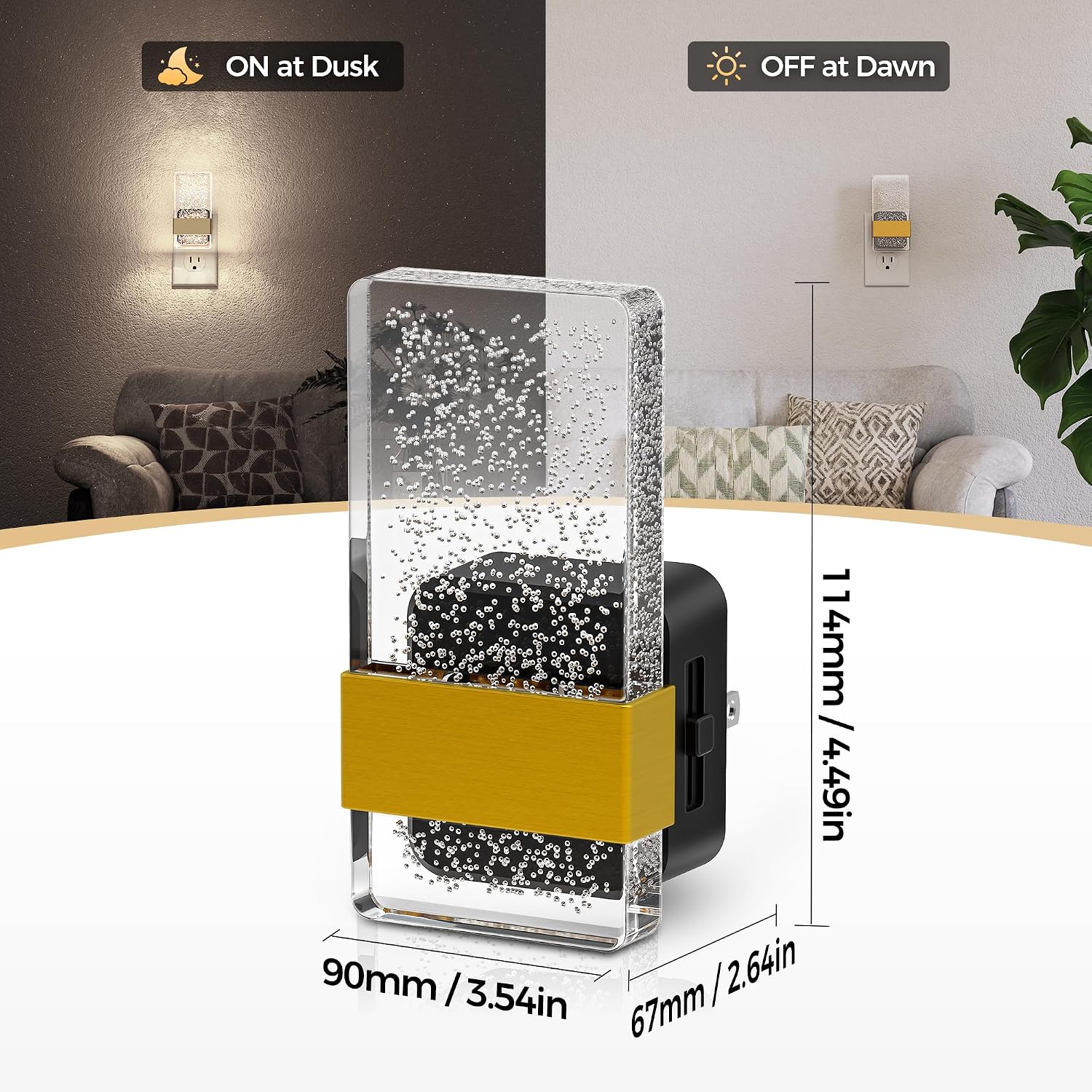 DORESshop LED Night Lights Plug into Wall, [2 Pack] 0-100LM Dimmable Nightlight, Bubble Decorative Night Light, Dusk to Dawn Sensor, Wall…