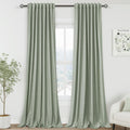 Nanspring Desert Sage 100% Blackout Linen Curtains for Bedroom 90 Inches Long Back Tab Thermal Insulated Modern Farmhouse Decor Black Out C…