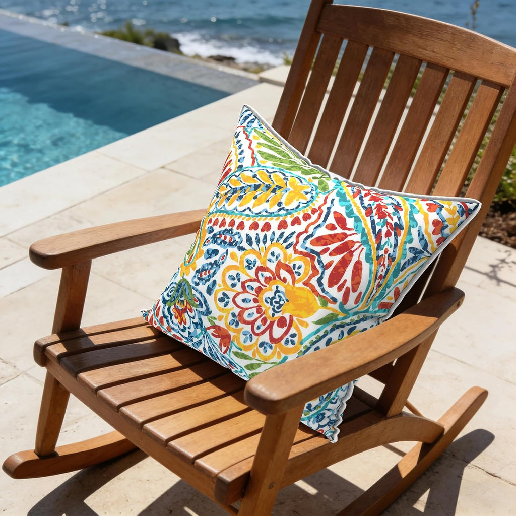 LVTXIII Pack of 2 Outdoor Throw Pillow Covers Accent Waterproof Pillow Covers ONLY, Patio Square Cushion Cases for Garden Balcony Couch…
