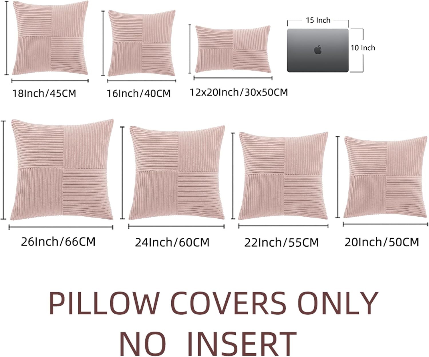 Fancy Homi 2 Packs Blush Pink Decorative Throw Pillow Covers 18x18 Inch for Living Room Couch Bed, Rustic Farmhouse Boho Home Decor, Soft…