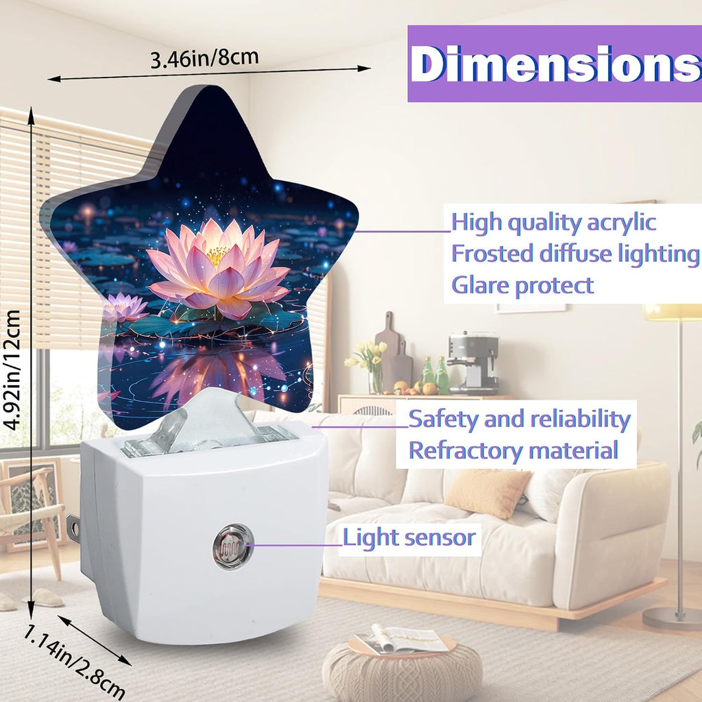 Pink Lotus Night Lights Plug Into Wall, Glitter Flower Dusk to Dawn Light Sensor Night Light for Kids, Energy Efficient Sleep Friendly…