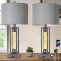 Tobusa 26’’ Farmhouse Table Lamps for Living Room Set of 2, Modern Nightstand Lamps with Crystal Night Light & 2 USB Ports, Vintage Home De…
