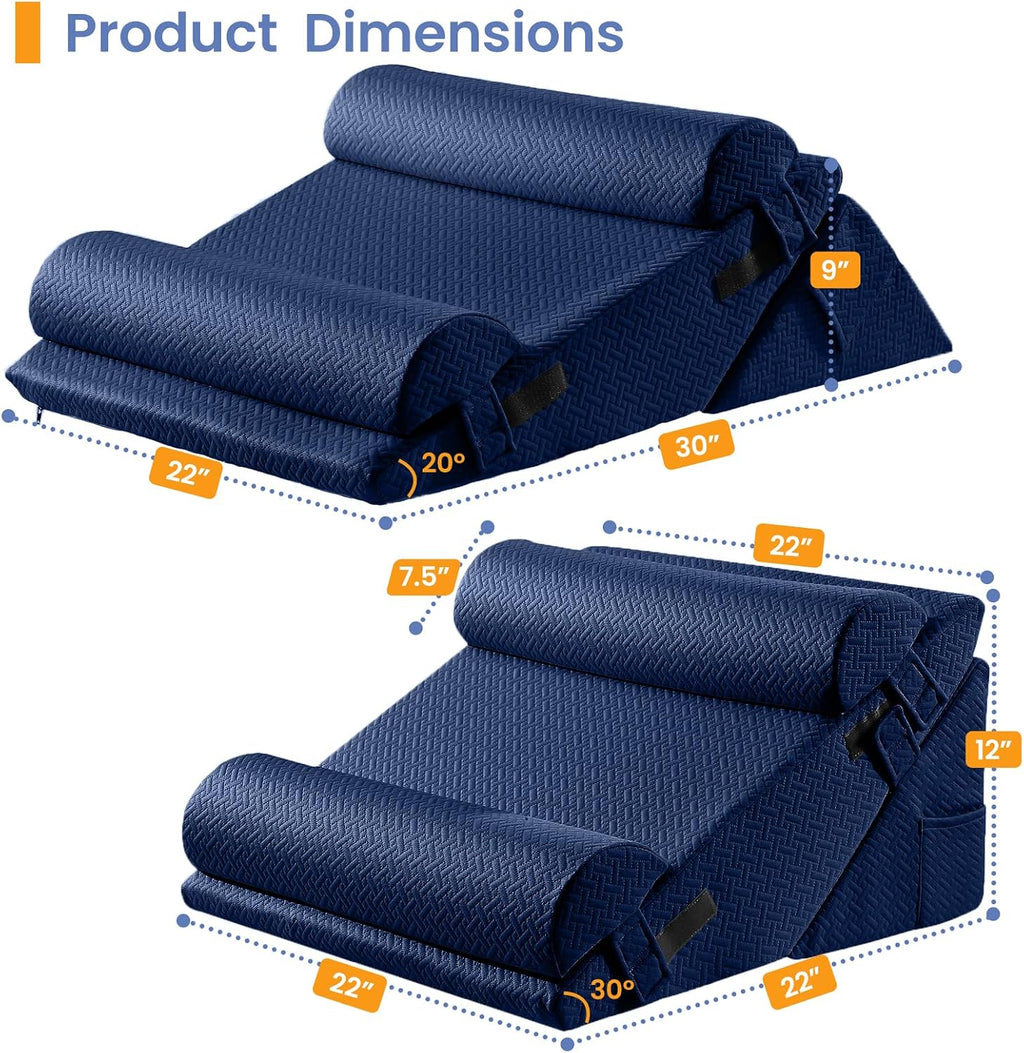 Sasttie Wedge Pillow Set for After Surgery, 3PCS Adjustable Bed Wedge Pillow Headboard with Memory Foam Neck Cushion – for Acid Reflux, Sle…