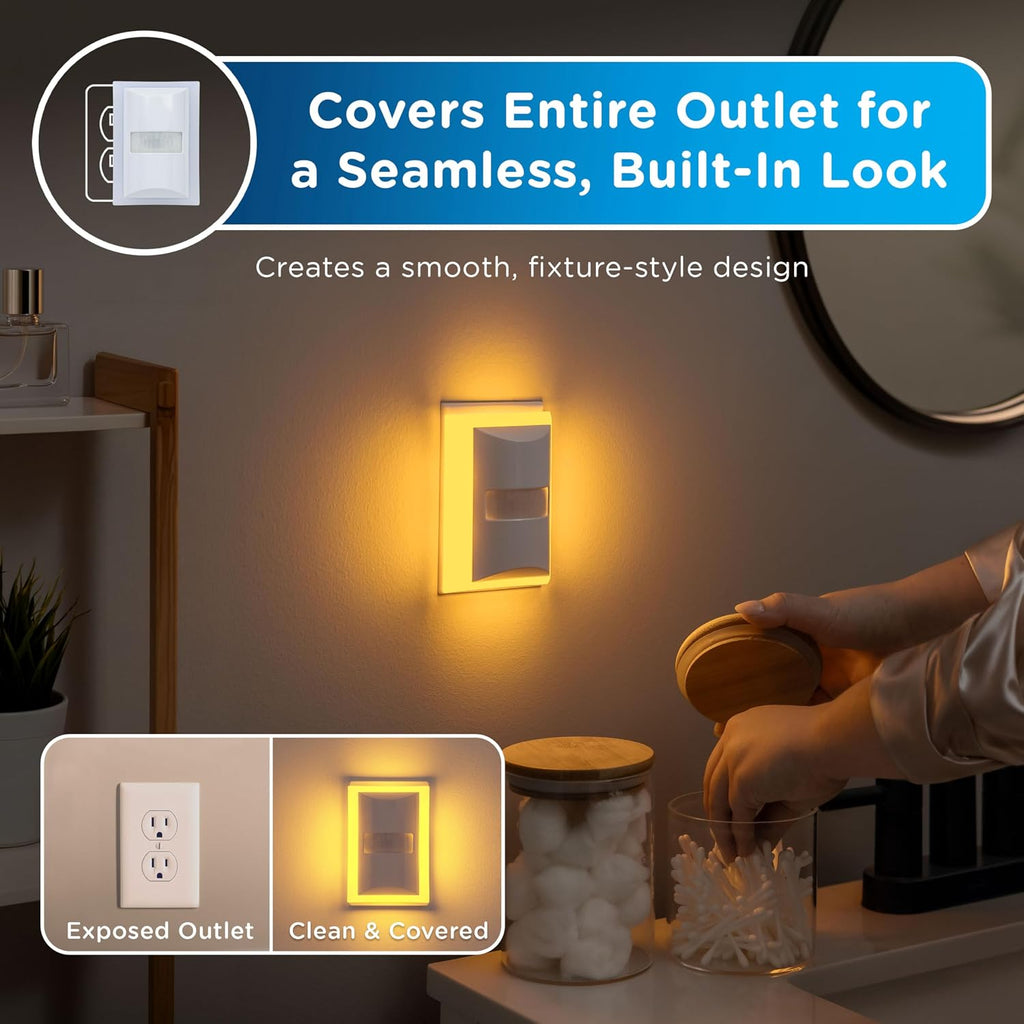 Enbrighten SleepLite LED Night Light Motion Sensor Nightlight Dusk to Dawn Amber Lights Ambient Lighting Room Decor for Bedroom Baby…