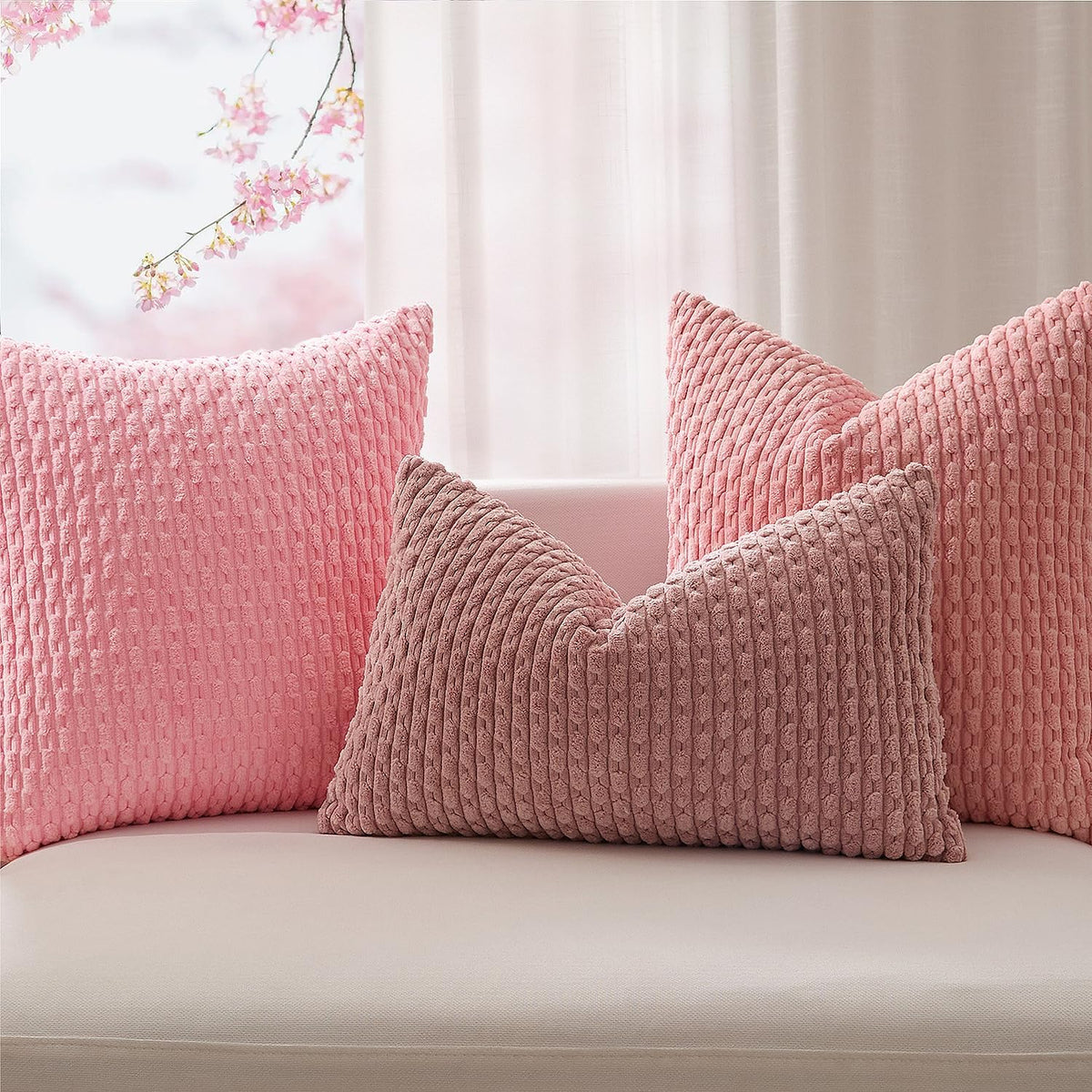 KevinTextile Kevin Textile Valentines 14x22 Inch Pillow Cover 1 Pack Boho Decorative Soft Striped Corduroy Lumbar Farmhouse Accent Rectangl…