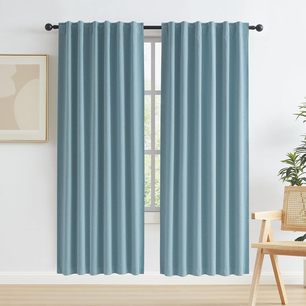 Keqiaosuocai 2 Panels Full Blackout Door Curtains for Doorway 80 Inches long, Heat and Full Light Blocking Thermal Insulated Drapes for Nur…
