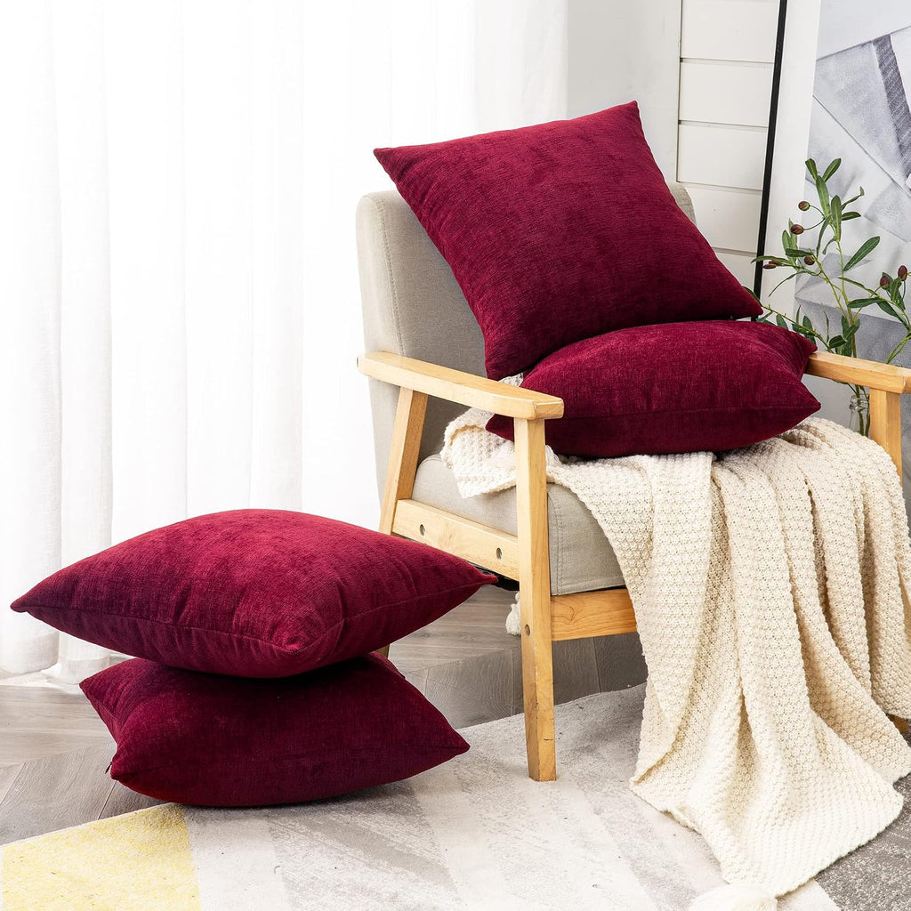 Gawamay Decorative Square Throw Pillow Covers 18"x18" Inch Set of 4, Super Soft Chenille Pillows Cover Fall Pillowcase for Living Room Bedr…