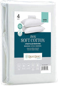 Right Choice Bedding Cotton Pillow Protectors with Zipper -Zip Up Pillowcase (4 Pack, Queen 20x30) 4 Pack Cotton White