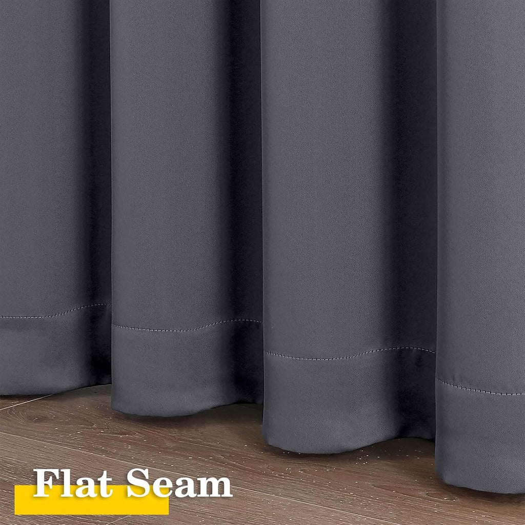 WelvetBLK Grey Room Darkening Curtains for Bedroom Living Room 45 Inch Length 2 Panels Set, Soft Solid Thermal Insulated Rod Pocket Short C…