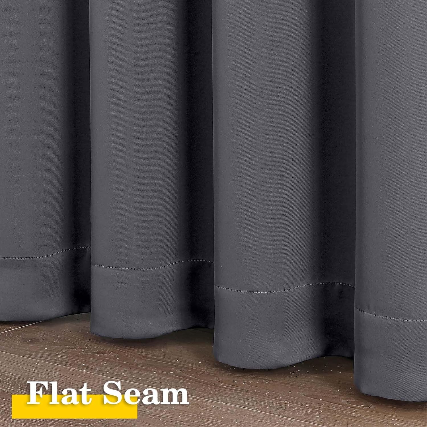 WelvetBLK Grey Room Darkening Curtains for Bedroom Living Room 45 Inch Length 2 Panels Set, Soft Solid Thermal Insulated Rod Pocket Short C…