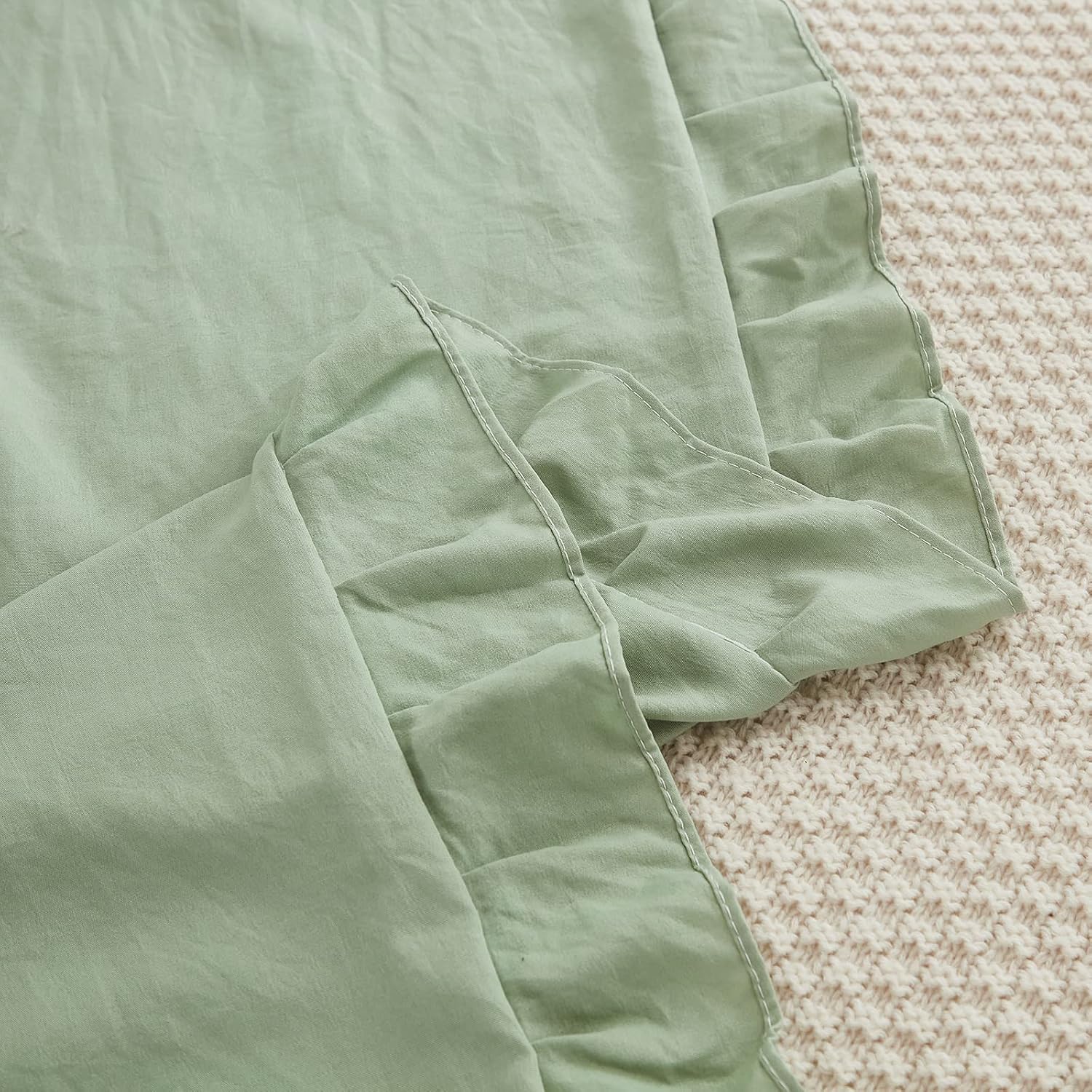 Merryword Sage Green Body Pillow Cover 20x54inches Long Pillowcase Ruffled Pillowcases Shabby Chic Ruffled Fringe Decor Body Ruffled Pillow…