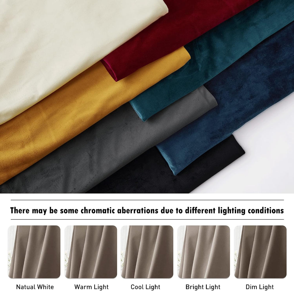 Rybhome RYB HOME Taupe Velvet Curtains for Bedroom Living Room, Thermal Insulated Privacy UV Heat Blocking Luxurious Soft Rod Pocket Back T…