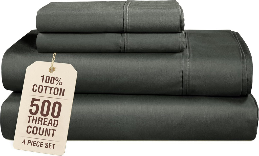 Casa Platino Bed Sheets Twin XL, 4 Piece Silky Sateen Sheets with 500 Thread Count 100% Cotton, 15 Inch Deep Pocket Fitted Sheet for Twin…