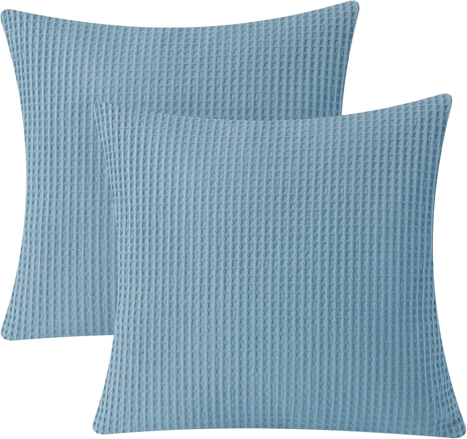 Phf 100% Cotton Waffle Weave Throw Pillow Cover, 22" x 22", No Filling, 2 Pack Elegant Home Decorative Square Throw Pillow Covers for Bed C…