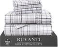 Ruvanti 100% Cotton Percale Sheets King Size 6 Piece Set, Cooling Bed Sheets for Hot Sleepers, Deep Pocket 16”, Breathable Lightweight & Du…