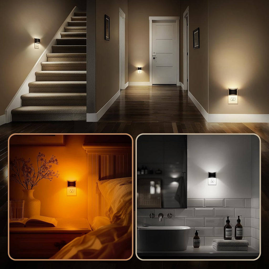 DORESshop LED Night Light[2 Pack], Night Lights Plug into Wall, Plug in Night Light with 3 Color Temperatures, Dusk to Dawn Sensor, Nightli…