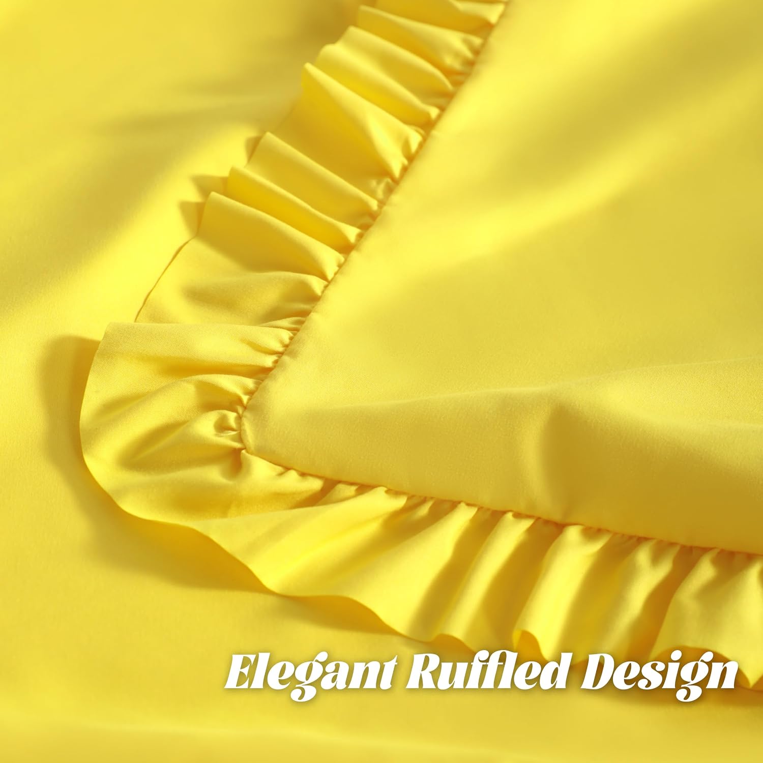 Bedsum Ruffled Pillow Shams Standard 20x26 Set of 2, Brushed Microfiber Pillowcases with Envelope Closure, Soft Wrinkle-Resistant, Yellow
