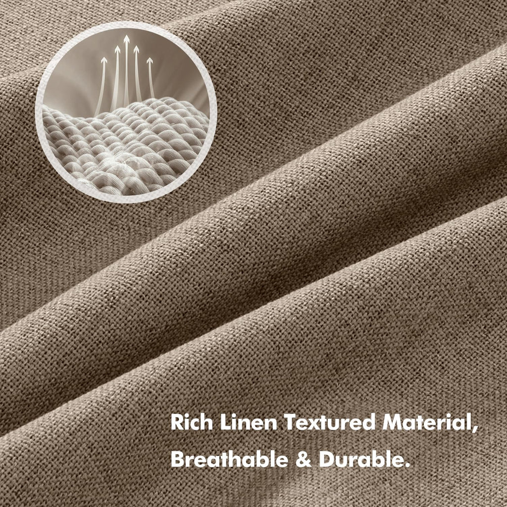 Miulee 100% Blackout Linen Curtains for Bedroom, Brown Solid Luxury Decor Thermal Insulation Room Darkening Drapes for Living Room Nursery…