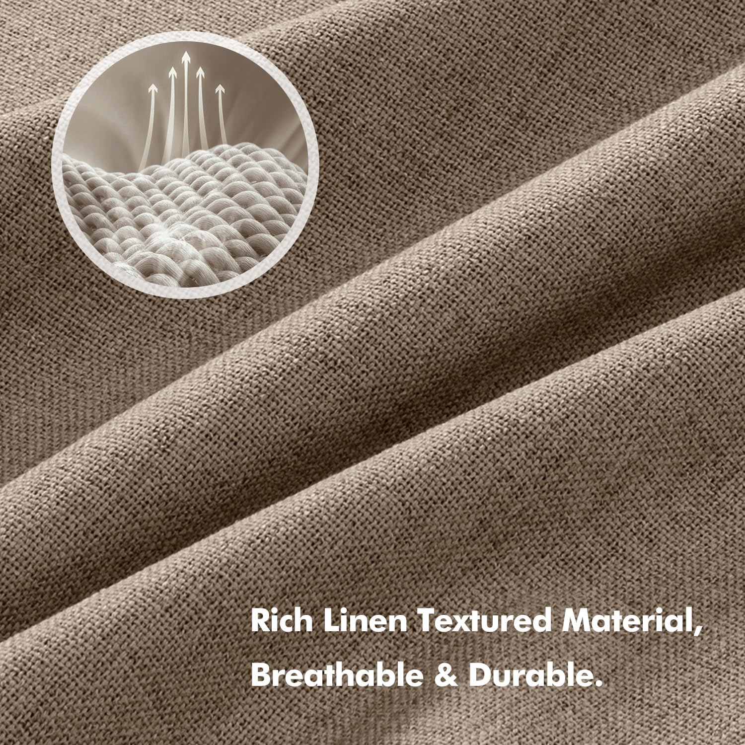 Miulee 100% Blackout Linen Curtains for Bedroom, Brown Solid Luxury Decor Thermal Insulation Room Darkening Drapes for Living Room Nursery…