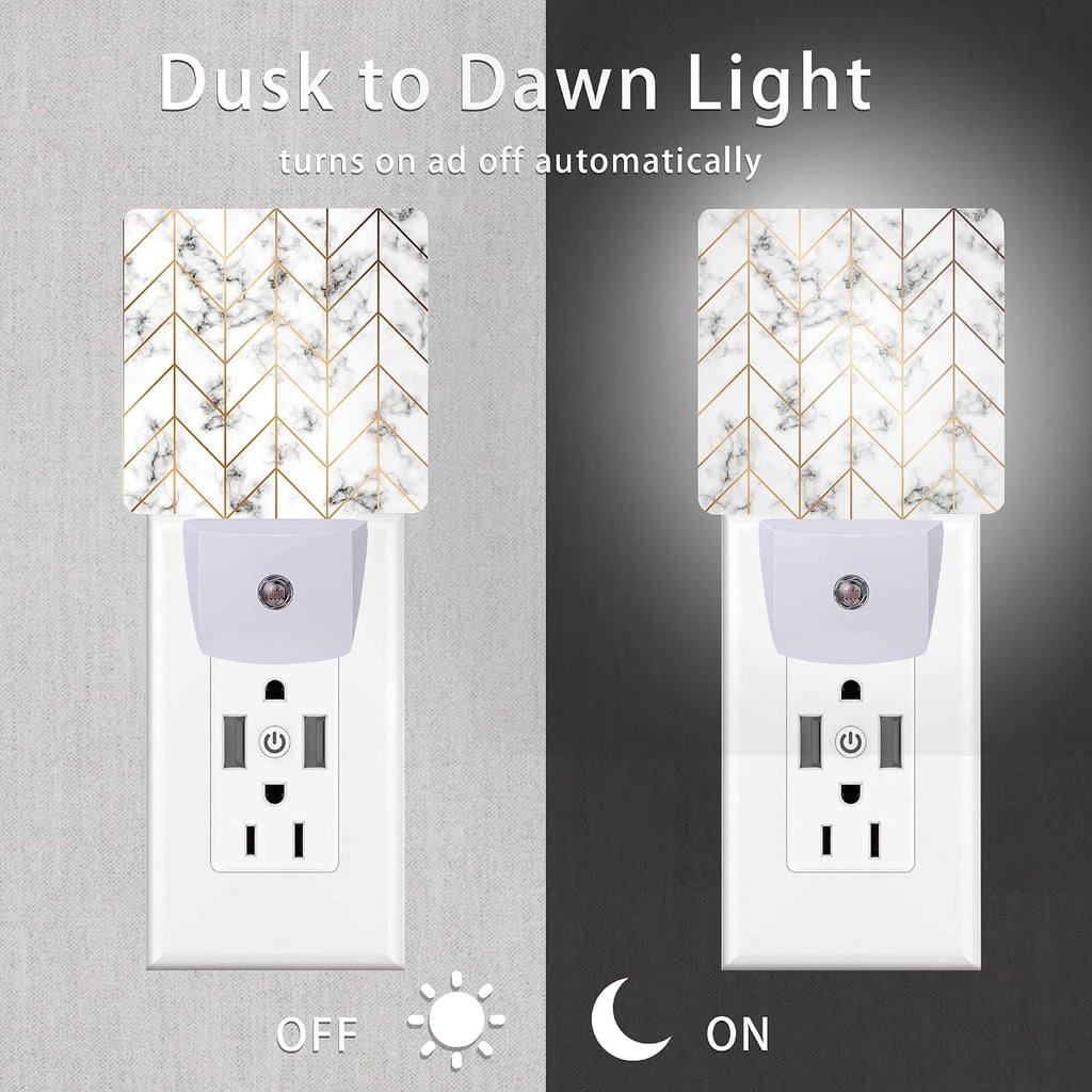 Marble Line Geometric Night Light, Plug-in Night Lights with Dusk-to-Dawn Sensor for Stairway/Hallway/Kitchen Sleep Friendly lamp for…
