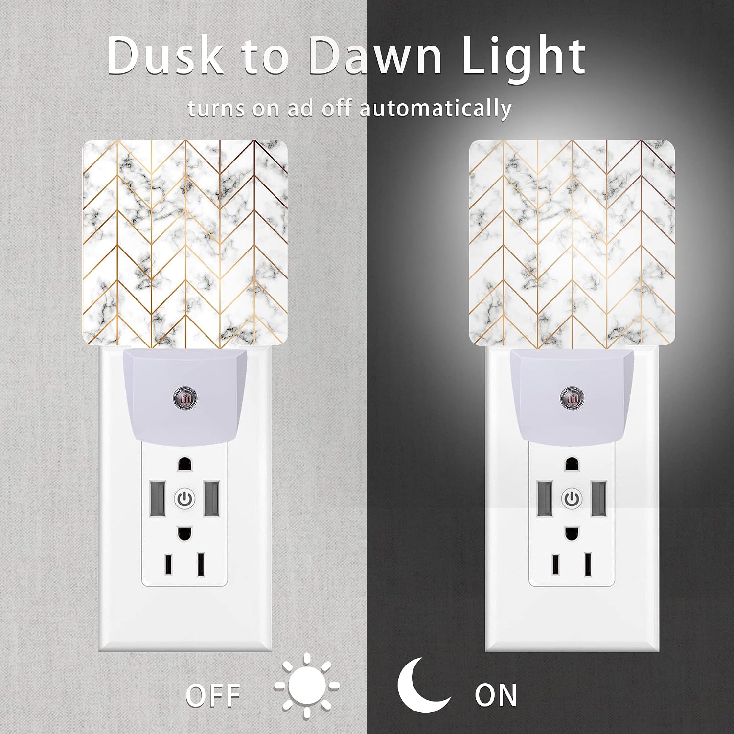 Marble Line Geometric Night Light, Plug-in Night Lights with Dusk-to-Dawn Sensor for Stairway/Hallway/Kitchen Sleep Friendly lamp for…