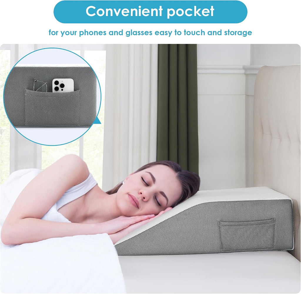 Cozymaker 6" Leg Elevation Pillows for Swelling, Cooling Gel Memory Foam Wedge Pillows for After Surgery, Sciatica Back Knee Hip Ankles, L…