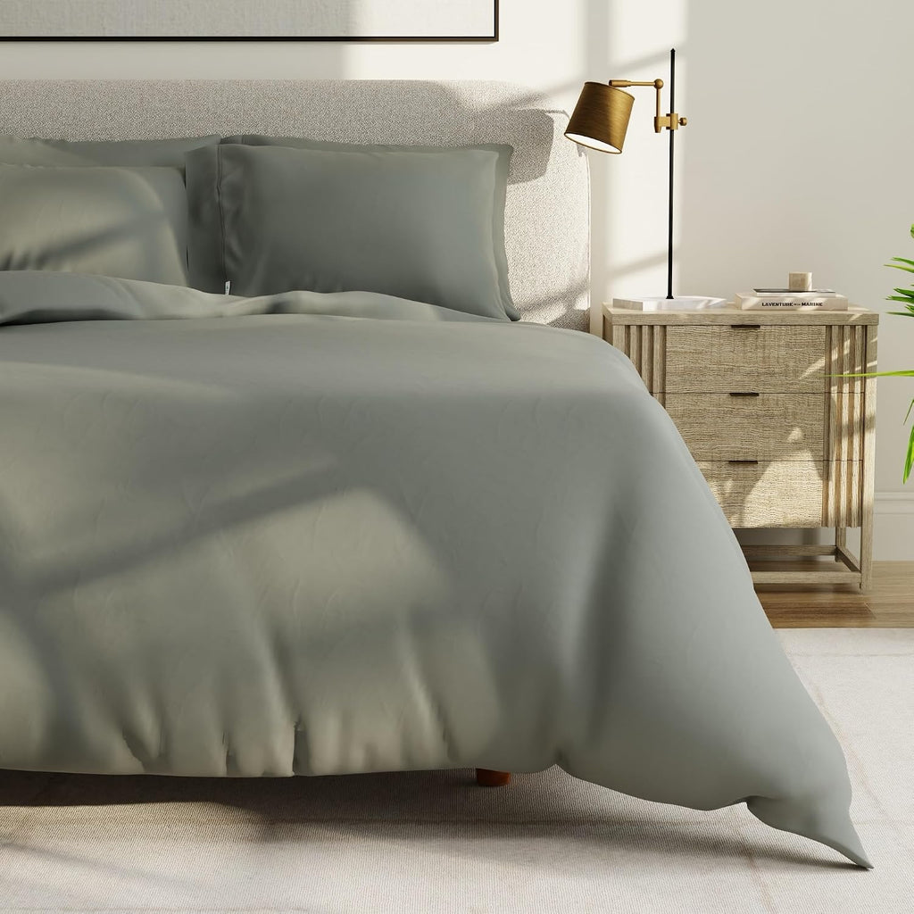 QuickZip Sateen Pillow Case Standard/Queen Size (20” X 32”) Pillowcases, Set of 2, 100% Cotton Pillow Covers with Envelope Closure, Slate…