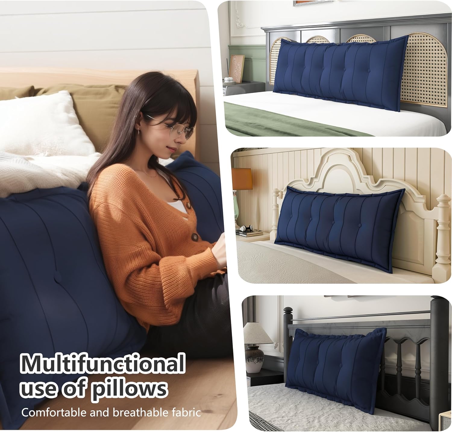 JohnearHomeFashionDecorLife Johnear Headboard Pillow Large Reading Pillows for Sitting in Bed Adult Daybed Cushion Backrest Bolster Pillow…