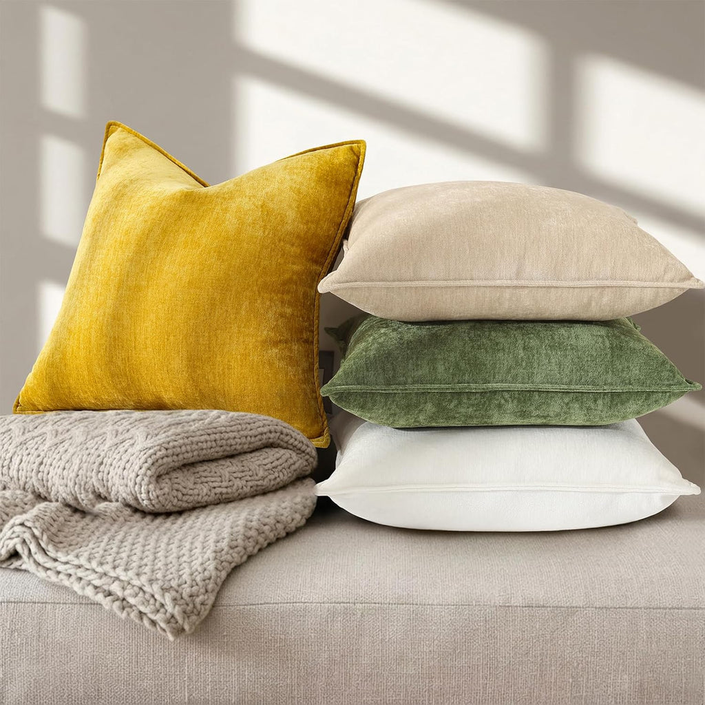 decorUhome Summer Couch Throw Pillow Covers 18x18 Set of 2, Decorative Soft Velvet Modern Cozy Chenille Pillow Cases with Elegant Design fo…