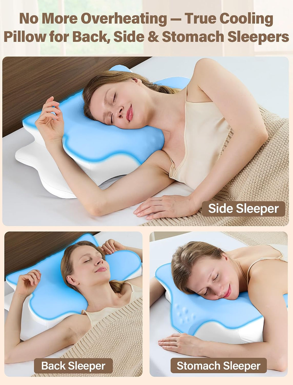 Vjasd Cervical Neck Pillow for – Ergonomic Memory Foam Pillow for Side Sleeper Contour Orthopedic Bed Pillow for Neck Support with Cooling…