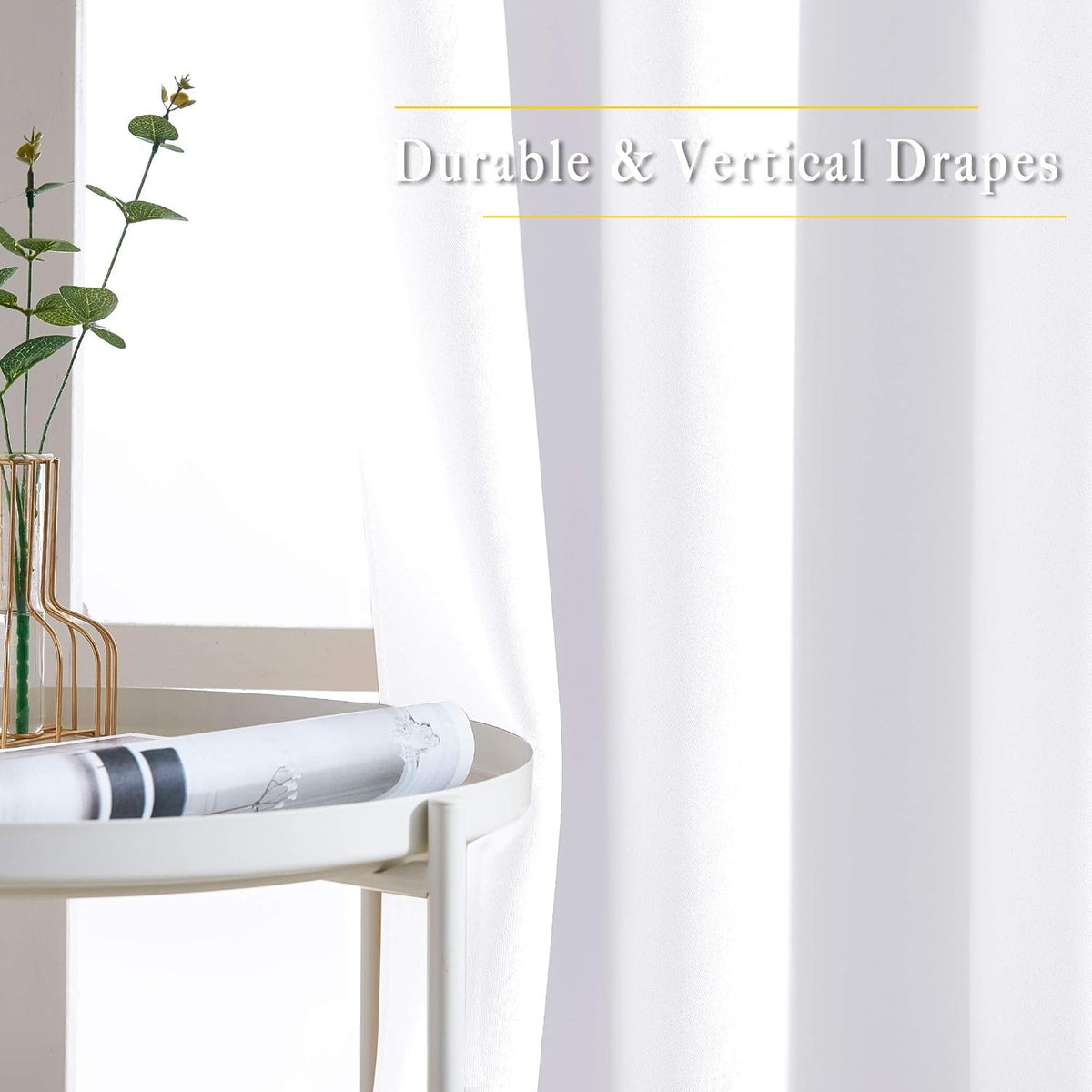 Nicetown 84 inch Long White Curtains - Grommet Solid 50% Room Darkening Thermal Insulated Curtains Drapes for Living Room/Sliding Glass Doo…