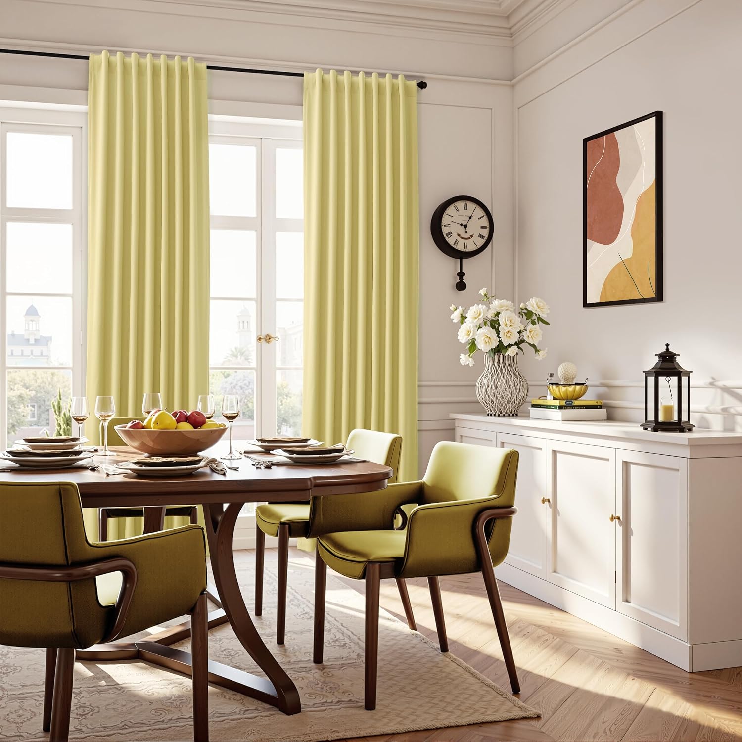 Guken Yellow Linen 100% Blackout Curtains 84 Inch Long for Bedroom 2 Panels Textured Light Blocking Black Out Thermal Insulated Soundproof…