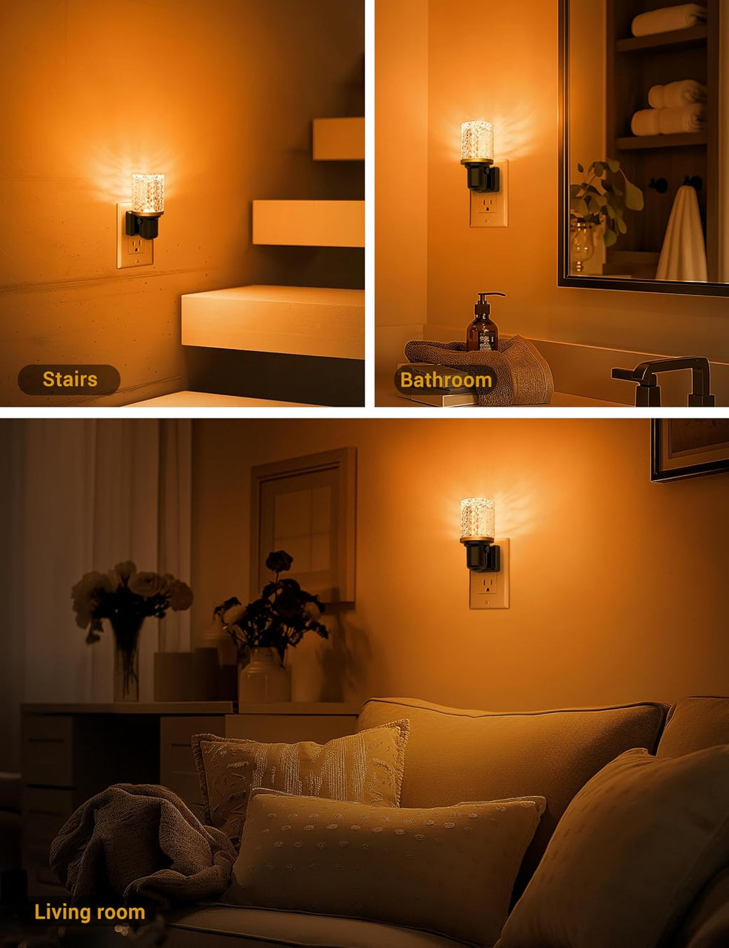 JandCase LED Night Light Amber, Dimmable Night Lights Plug into Wall, Modern Nightlight with Auto On Off Light Sensor, Amber Night Light…