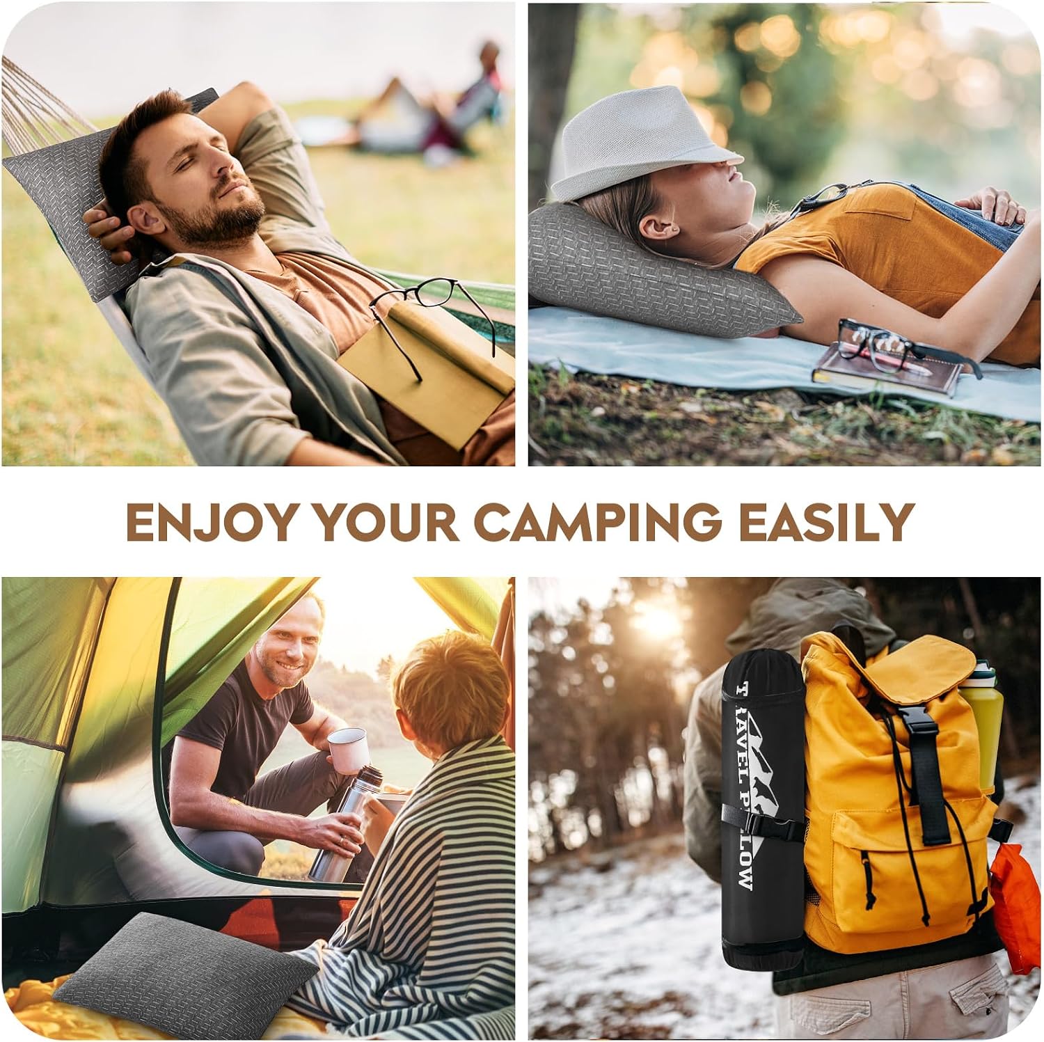 Camping Pillow Travel Pillow Small Shredded Memory Foam Pillow - Compressible Medium Firm, Breathable Cover, Ideal Backpacking Hiking…